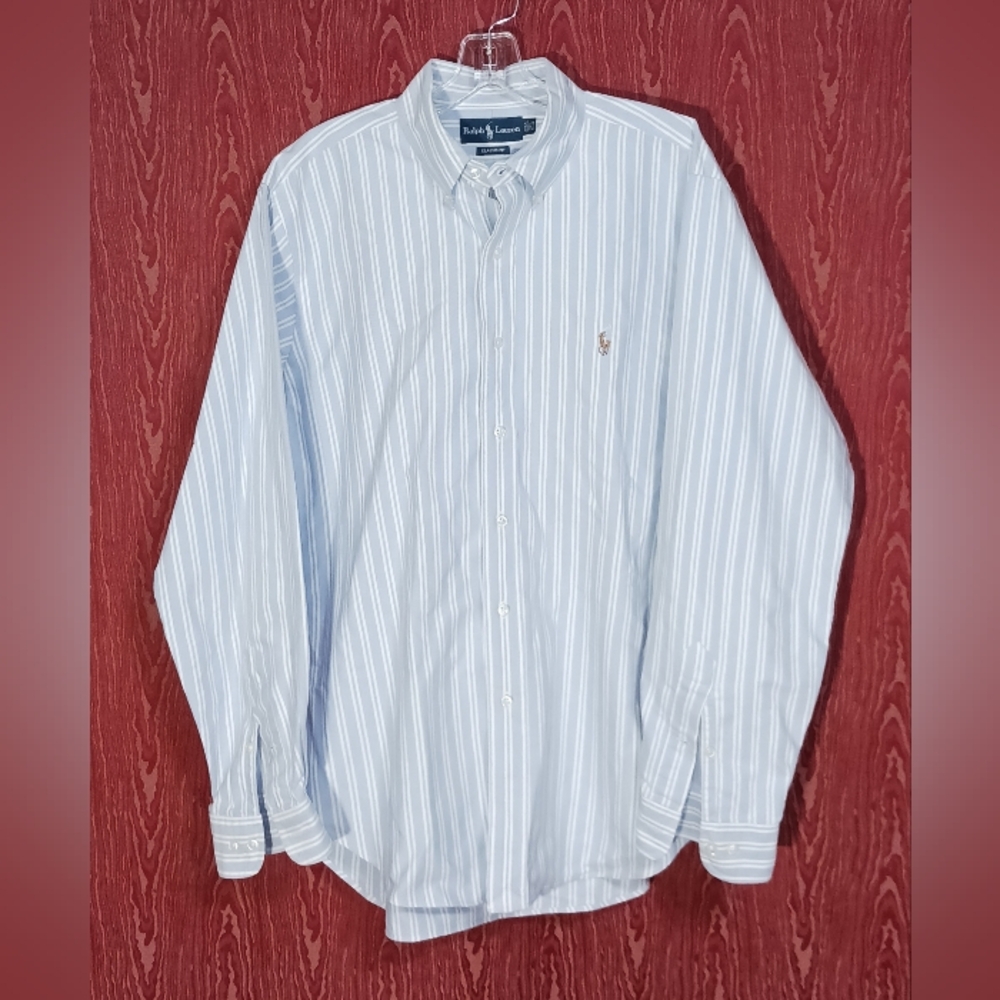 RALPH LAUREN Classic Fit Long Sleeve Button Collared Casual Shirt Mens Sz 16 1/2